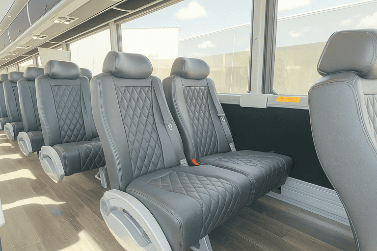 interior of Huntsville Shuttle Bus Rentals charter bus